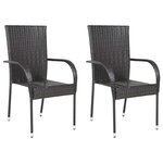 vidaXL Chaises empilables d'extérieur lot de 2 Résine tressée Marron
