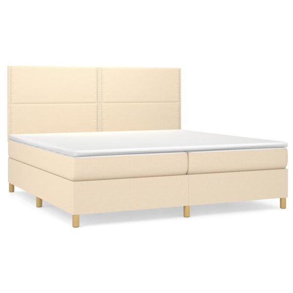 vidaXL Sommier à lattes de lit avec matelas Crème 200x200 cm Tissu