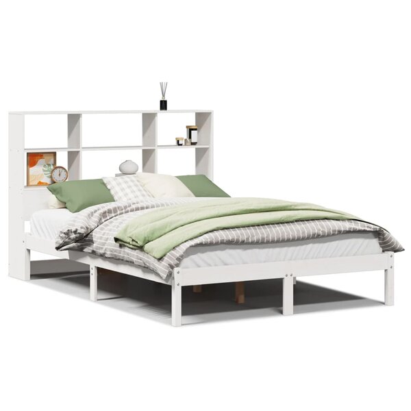 vidaXL Lit bibliothèque sans matelas blanc 120x190 cm bois pin massif
