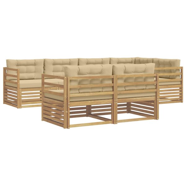 vidaXL Ensemble de canapés d'extérieur 7 pc Blanc et Beige Polyester