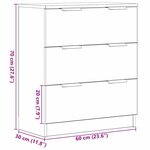 vidaXL Buffet avec tiroir Noir 60 x 30 x 70 cm Bois d'ingénierie