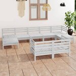 vidaXL Salon de jardin 9 Pièces Blanc Bois de pin massif