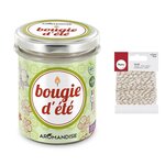 Bougie d'été citronnelle & géranium 30h + Ficelle dorée & blanche