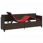 vidaXL Chaise longue avec coussins marron résine tressée