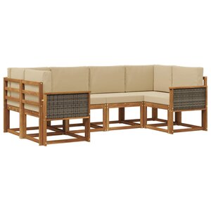 vidaXL Ensemble de canapés d'extérieur 6 pc Naturel et Beige