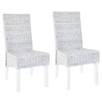 vidaXL Chaises à manger lot de 2 rotin kubu et bois d'acajou