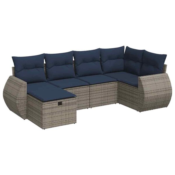 vidaXL Salon de jardin 6 Pièces avec coussins gris résine tressée