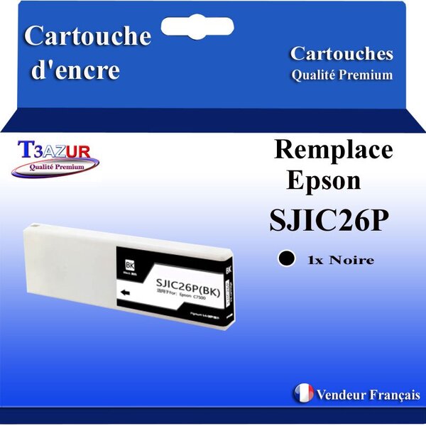 Cartouche compatible avec Epson ColorWorks C7500  TM C7500 remplace Epson  SJIC26P- Noire - 295 2ml
