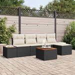 vidaXL Ensemble de canapé de jardin avec coussin 6 Pièces Noir et crème