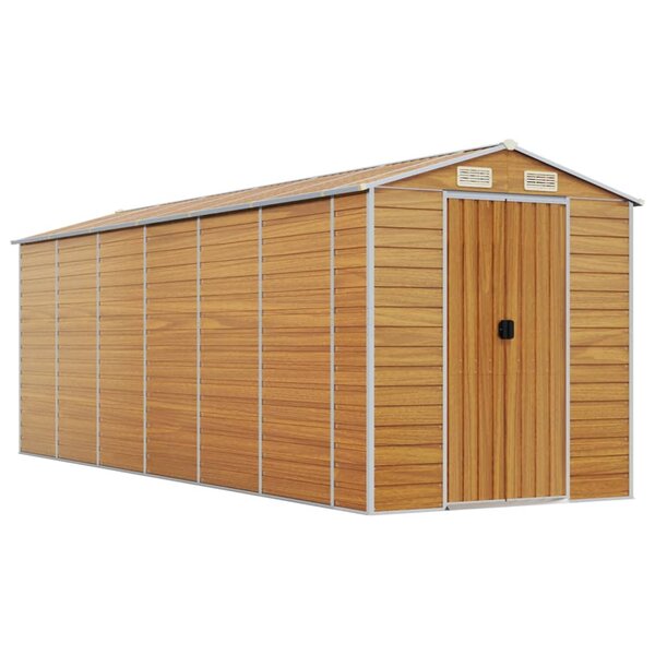 vidaXL Abri de jardin marron clair 191x555x198 cm acier galvanisé