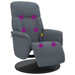 vidaXL Fauteuil inclinable de massage repose-pied gris foncé velours