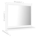 vidaXL Miroir de salle de bain Blanc 40x10 5x37 cm Bois d’ingénierie