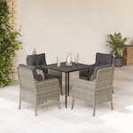 vidaXL Ensemble à manger de jardin et coussins 5 Pièces gris clair rotin
