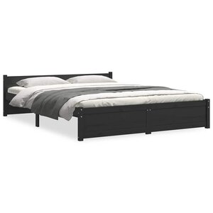 vidaXL Cadre de lit sans matelas noir bois massif 140x190 cm