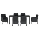 vidaXL Ensemble de salle à manger de jardin 7 pièces avec coussins en rattan poly noir