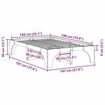 vidaXL Cadre de lit surélevé Marron 140 x 190 cm Bois massif en pin