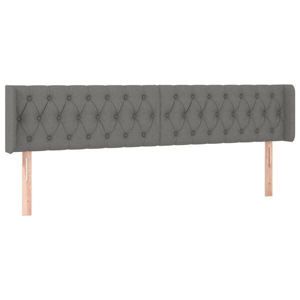 vidaXL Tête de lit avec oreilles Gris foncé 203x16x78/88 cm Tissu