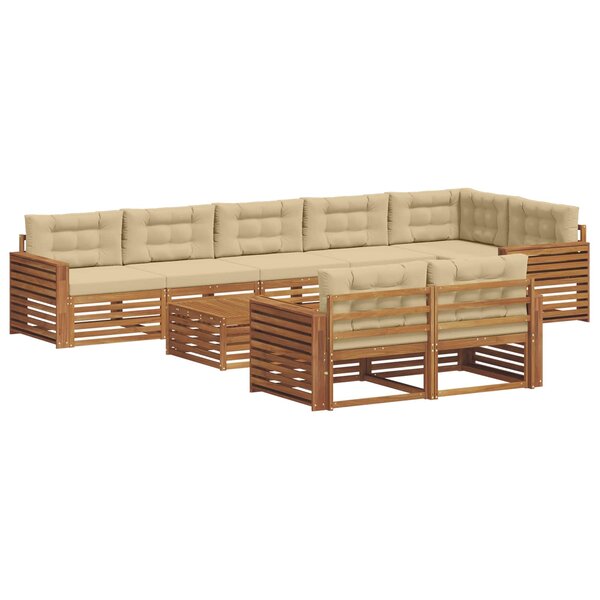 vidaXL Ensemble de canapés d'extérieur 9 Pièces Naturel et Beige