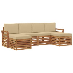 vidaXL Ensemble de canapés d'extérieur 6 pc Naturel et Beige