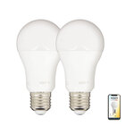 Pack de 2 ampoules led connectées kozii  éclairage multi-blancs  e27 a60 opaque 9w cons. Variation de luminosité