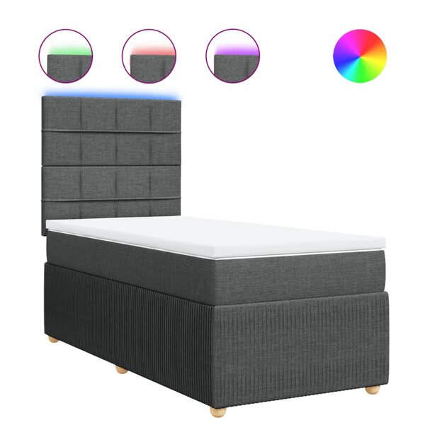 vidaXL Sommier à lattes de lit avec matelas Gris foncé 100x200cm Tissu