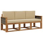 vidaXL Ensemble de canapés d'extérieur avec coussin 3 Pièces Naturel