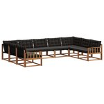 vidaXL Ensemble de canapés d'extérieur 9 Pièces Naturel et Noir
