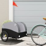 vidaXL Remorque de vélo noir et gris 45 kg fer
