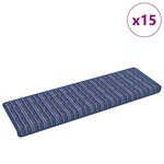 vidaXL Tapis d'escalier auto-adhésifs Rayé 15 Pièces Bleu 65 x 21 x 4 cm