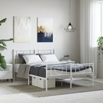 vidaXL Cadre de lit métal avec tête de lit/pied de lit blanc 120x190cm
