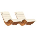 vidaXL Chaises longues à bascule avec coussins 2 Pièces en bois massif d'acacia