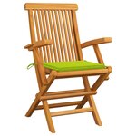 vidaXL Chaises de jardin avec coussins vert vif 2 Pièces Bois de teck