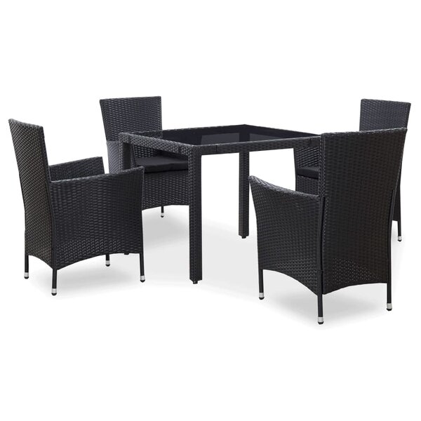 vidaXL Ensemble à manger d'extérieur 5 Pièces Résine tressée Noir