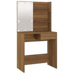 vidaXL Ensemble de coiffeuse avec LED Chêne marron Bois d'ingénierie