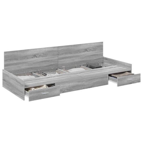 vidaXL Cadre de lit Gris Sonoma 90 x 200 cm Bois d'ingénierie