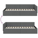 vidaXL Cadre de lit d'angle Gris foncé 80 cm x 200 cm tissu