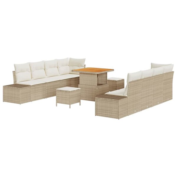 vidaXL Ensemble de canapé de jardin avec coussin 11 Pièces Beige  Crème