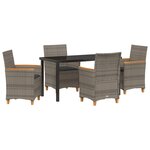 vidaXL Ensemble de salle à manger pour jardin 5 Pièces Gris polyrotin