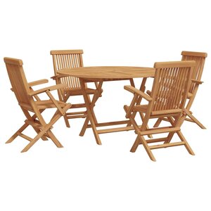 vidaXL Ensemble de salle à manger pour jardin 5 Pièces Marron Teck massif