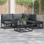 vidaXL Ensemble de canapé de jardin 4 Pièces Noir 211.5 x 141.5 x 71 cm