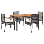 vidaXL Ensemble à manger de jardin coussins 5Pièces Noir Résine tressée