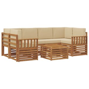 vidaXL Ensemble de canapés d'extérieur 7 Pièces Naturel et Beige