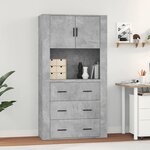 vidaXL Buffet haut Gris béton Bois d'ingénierie