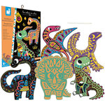 Jeu créatif - Coloriage à gratter - Les dinosaures - 5 modèles - Stylet + livre inclus - Dès 5 ans - Janod