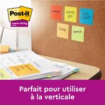 Notes lignées couleurs oasis super sticky post-it 101 x 101 mm assortis - bloc de 70 feuilles - lot de 12