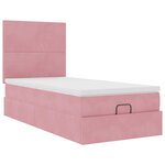 vidaXL Cadre de lit ottoman avec matelas rose 100x200 cm velours