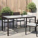 vidaXL Table de jardin 150x90x75 cm Verre trempé/résine tressée Marron