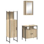 vidaXL Ensemble de mobilier de salle de bain avec étagère 3 Pièces Marron