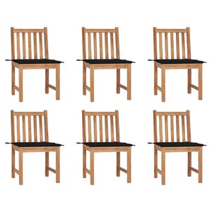 vidaXL Chaises de jardin lot de 6 avec coussins Bois de teck massif