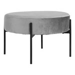 Pouf en velours gris avec pieds en laiton Ø 61 x 39 cm